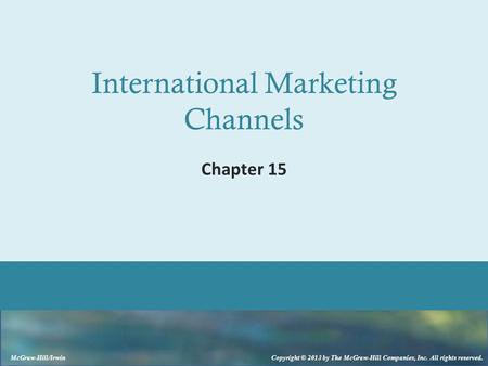 International Marketing Channels