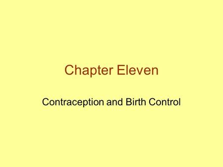 Contraception and Birth Control