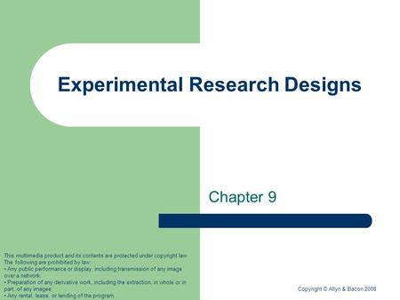 Experimental Research Designs