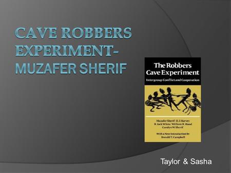 Taylor & Sasha. What was the purpose?  Muzafer and his wife, Carolyn, conducted a study on the origin of prejudice.  The experiment focused heavily.