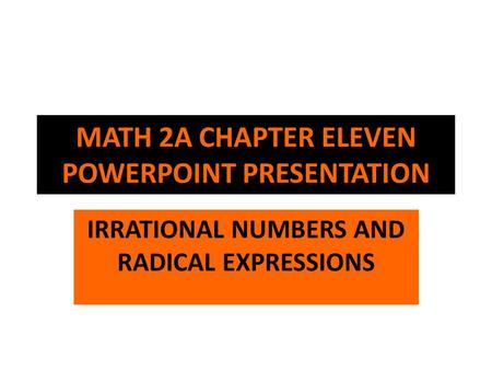 MATH 2A CHAPTER ELEVEN POWERPOINT PRESENTATION