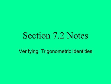 Verifying Trigonometric Identities