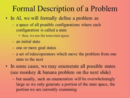 Formal Description of a Problem