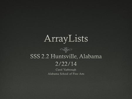 Implements the List Interface  What is an interface?  all abstract methods  can not have instance variables  List is an interface  ArrayList implements.