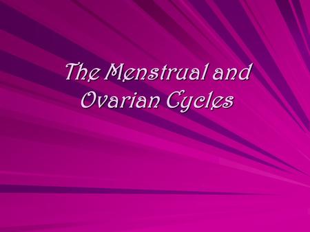 The Menstrual and Ovarian Cycles