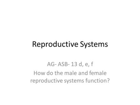 How do the male and female reproductive systems function?