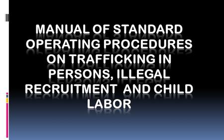 OBJECTIVE Provide : 1. Immediate and appropriate legal assistance 2. Reintegration and after care assistance for victims and their families.