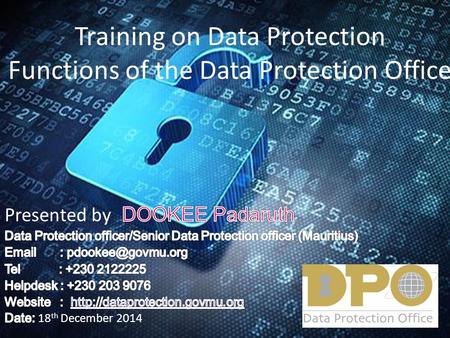 Training on Data Protection Functions of the Data Protection Office.