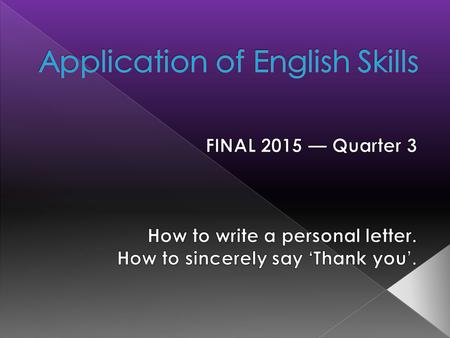  This final is designed to test your ability to apply information learned in class this year and use it to create a unique, individual product.  This.