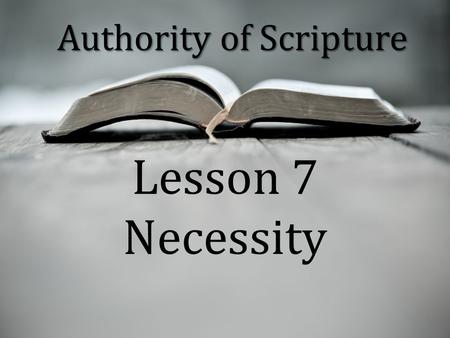 Authority of Scripture