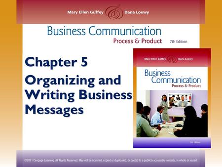 Chapter 5 Organizing and Writing Business Messages.