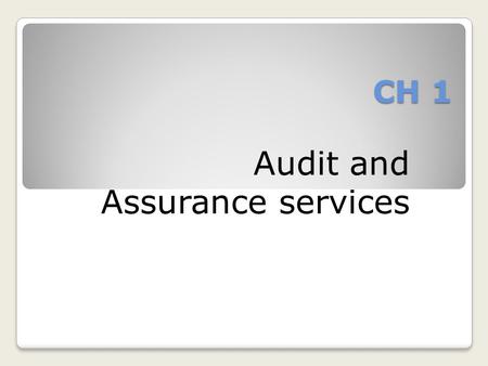 Audit and Assurance services