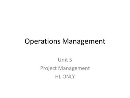 Operations Management