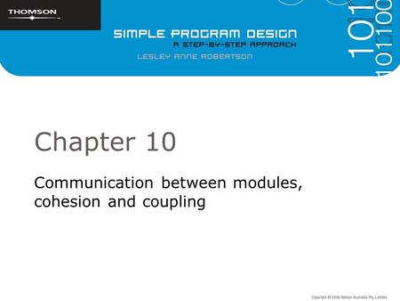 Communication between modules, cohesion and coupling