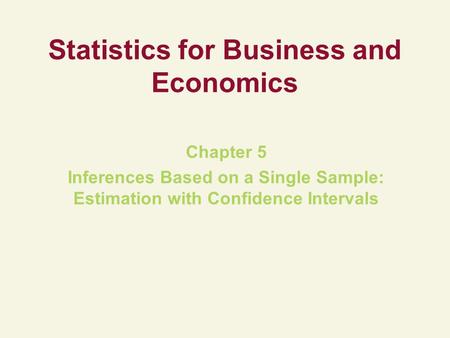 Statistics for Business and Economics