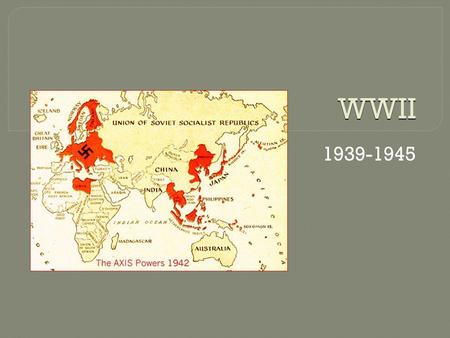 WWII 1939-1945. Key People  Hitler (Germany)  Mussolini (Italy)  Hideki Tojo (Japan)  Emperor Hirohito (Japan)  De Gaulle (France)  Roosevelt (US)