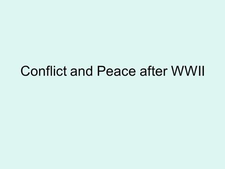 Conflict and Peace after WWII Sandinistas This was a communist rebel group. These people where out to over through the dictatorship of Somoza’s son.