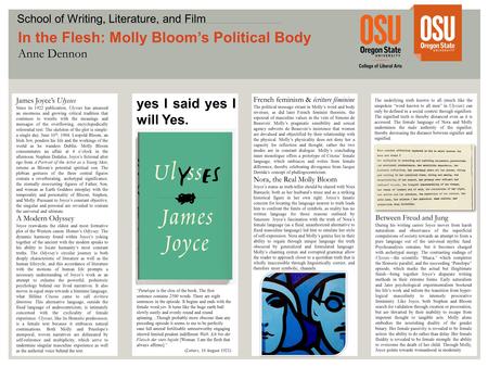 V v yes I said yes I will Yes. In the Flesh: Molly Bloom’s Political Body Anne Dennon School of Writing, Literature, and Film James Joyce’s Ulysses Since.