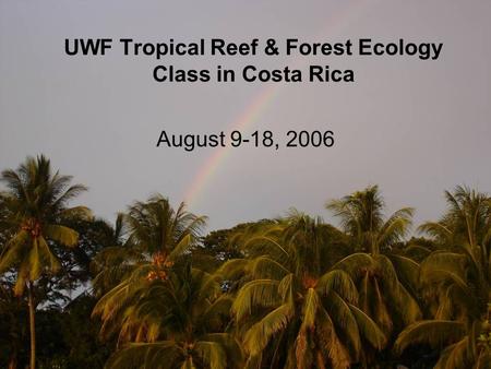 UWF Tropical Reef & Forest Ecology Class in Costa Rica August 9-18, 2006.