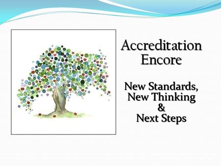 AccreditationEncore New Standards, New Thinking & Next Steps.