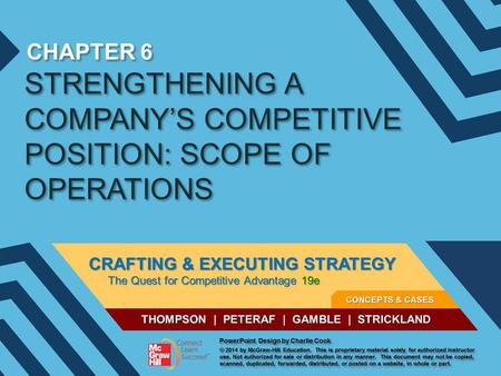 STRENGTHENING A COMPANY’S COMPETITIVE POSITION: SCOPE OF OPERATIONS