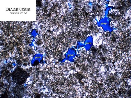 Diagenesis Francis, 2014 pore. Diagenesis is the conversion of unconsolidated sediments into rock. The transition from diagenesis to metamorphism is somewhat.