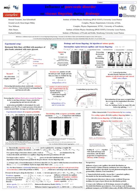 Influence of pore-scale disorder on viscous fingering during drainage. Renaud Toussaint, Jean Schmittbuhl Institute of Globe Physics Strasbourg (IPGS/