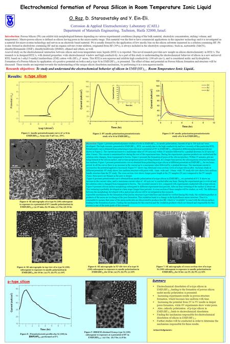 Electrochemical formation of Porous Silicon in Room Temperature Ionic Liquid O. Raz, D. Starosvetsky and Y. Ein-Eli. Introduction: Porous Silicon (PS)