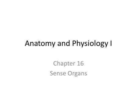 Anatomy and Physiology I