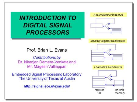 INTRODUCTION TO DIGITAL SIGNAL PROCESSORS