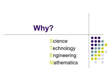 Why? Science Technology Engineering Mathematics. Imagine our world…….. ….without aeronautical engineers.