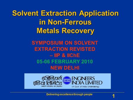 Solvent Extraction Application in Non-Ferrous Metals Recovery