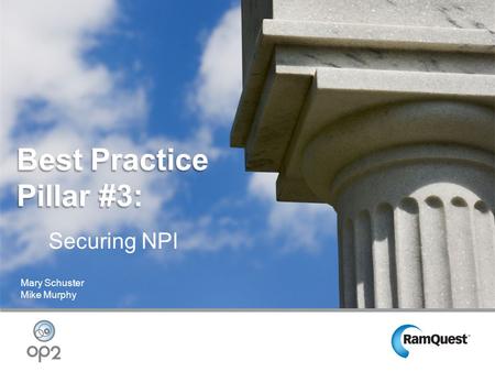 Securing NPI Mary Schuster Mike Murphy.  Gramm-Leach-Bliley Act Enacted to control the ways that financial institutions deal with the private information.