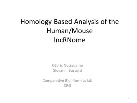 Homology Based Analysis of the Human/Mouse lncRNome