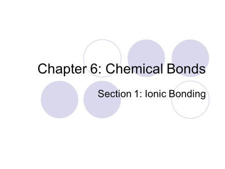 Chapter 6: Chemical Bonds