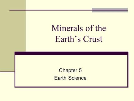 Minerals of the Earth’s Crust