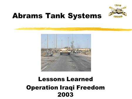 Lessons Learned Operation Iraqi Freedom 2003