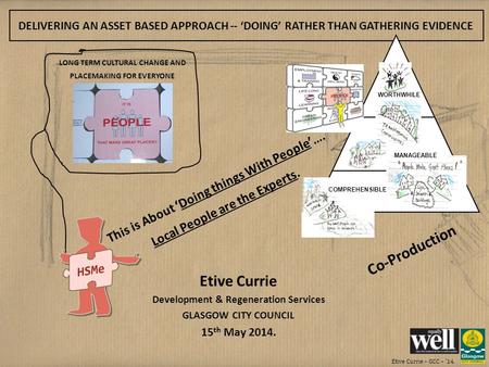 Etive Currie – GCC – ’14. Etive Currie Development & Regeneration Services GLASGOW CITY COUNCIL 15 th May 2014. DELIVERING AN ASSET BASED APPROACH -- ‘DOING’