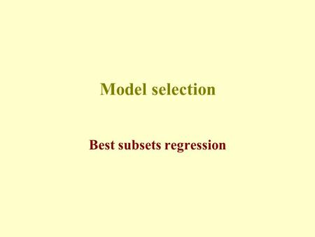 Best subsets regression