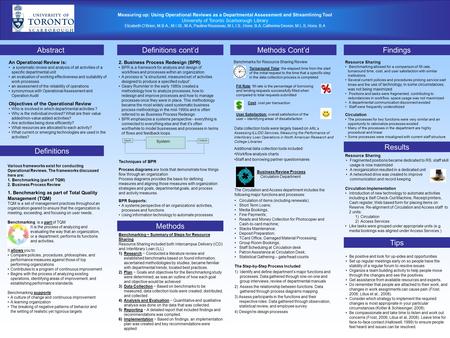 Measuring up: Using Operational Reviews as a Departmental Assessment and Streamlining Tool University of Toronto Scarborough Library Elizabeth O’Brien,