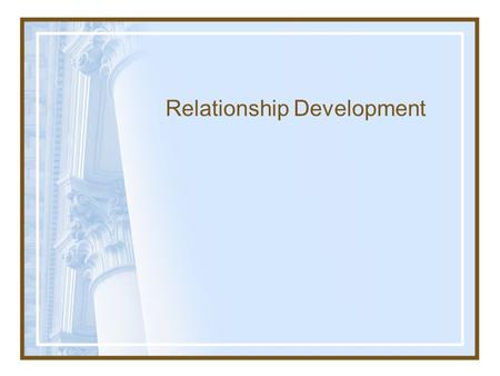 Relationship Development. Knapp’s Relationship Escalation Model Step #1: Initiation Very short (Sometimes just seconds) Want to make favorable first impressions.