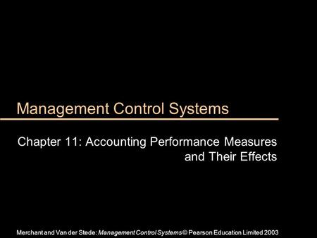 Management Control Systems