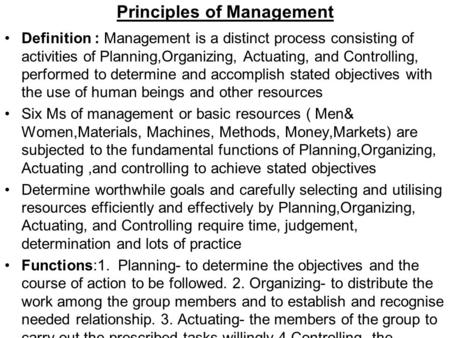 Principles of Management