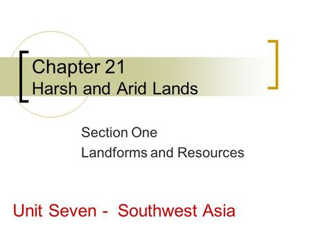 Chapter 21 Harsh and Arid Lands