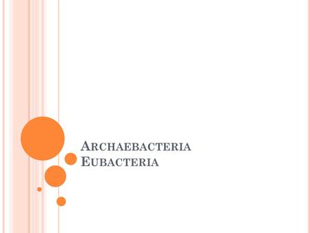 A RCHAEBACTERIA E UBACTERIA. A RCHAEBACTERIA Major Characteristics Generally only live in very harsh environments, such as those w/o O 2 —also known as.