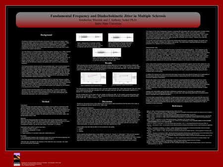 Fundamental Frequency and Diadochokinetic Jitter in Multiple Sclerosis Kimberlee Wassink and J. Anthony Seikel Ph.D. Idaho State University Department.