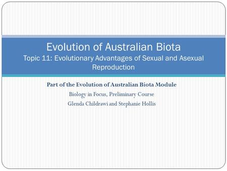 Part of the Evolution of Australian Biota Module