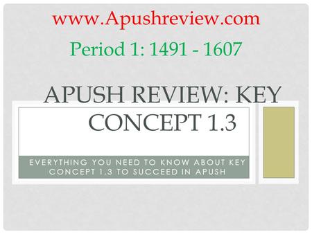 APUSH Review: Key Concept 1.3