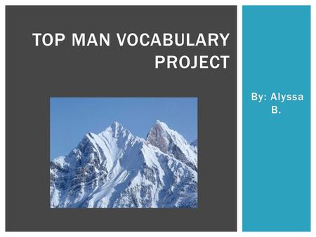 TOP MAN VOCABULARY PROJECT