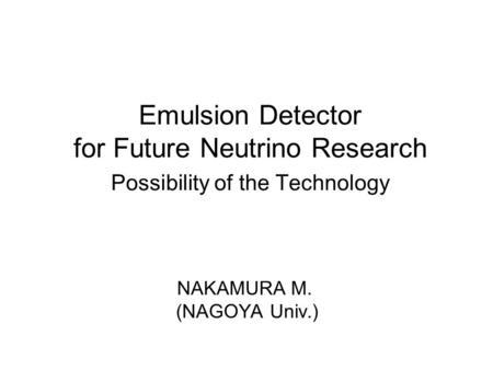 NAKAMURA M. (NAGOYA Univ.)